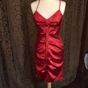 Beautiful satin red cocktail dress.